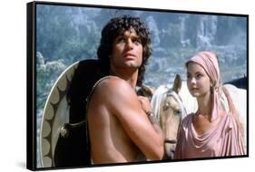 CLASH OF THE TITANS, 1981 directed by DESMOND DAVIS Harry Hamlin and Judi Bowker (photo)-null-Framed Stretched Canvas