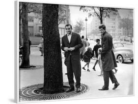 Classe tous risques by Claude Sautet with Lino Ventura and Jean-Paul Belmondo, 1960 (b/w photo)-null-Framed Photo