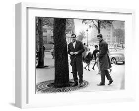 Classe tous risques by Claude Sautet with Lino Ventura and Jean-Paul Belmondo, 1960 (b/w photo)-null-Framed Photo