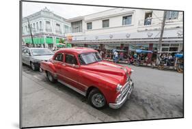 Classic 1950s Pontiac taxi, locally known as almendrones in the town of Cienfuegos, Cuba, West Indi-Michael Nolan-Mounted Photographic Print