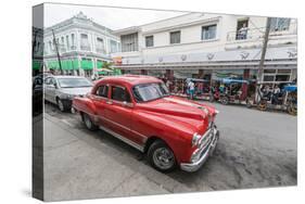 Classic 1950s Pontiac taxi, locally known as almendrones in the town of Cienfuegos, Cuba, West Indi-Michael Nolan-Stretched Canvas
