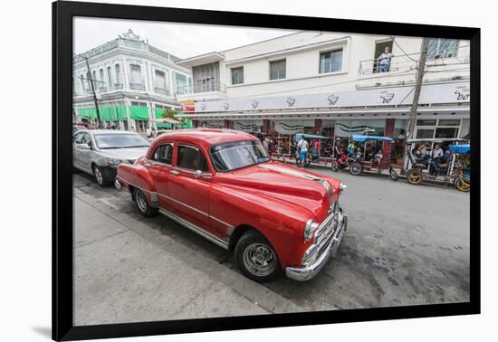 Classic 1950s Pontiac taxi, locally known as almendrones in the town of Cienfuegos, Cuba, West Indi-Michael Nolan-Framed Photographic Print