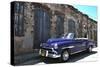 Classic 1953 Chevy Against Worn Stone Wall, Cojimar, Havana, Cuba-Bill Bachmann-Stretched Canvas