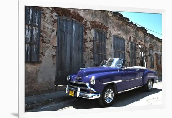 Classic 1953 Chevy Against Worn Stone Wall, Cojimar, Havana, Cuba-Bill Bachmann-Framed Photographic Print