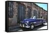 Classic 1953 Chevy Against Worn Stone Wall, Cojimar, Havana, Cuba-Bill Bachmann-Framed Stretched Canvas