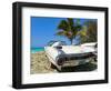 Classic 1959 White Cadillac Auto on Beautiful Beach of Veradara, Cuba-Bill Bachmann-Framed Premium Photographic Print