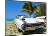 Classic 1959 White Cadillac Auto on Beautiful Beach of Veradara, Cuba-Bill Bachmann-Mounted Premium Photographic Print