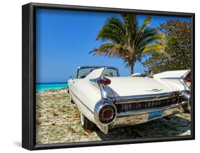 'Classic 1959 White Cadillac Auto on Beautiful Beach of Veradara, Cuba ...