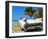 Classic 1959 White Cadillac Auto on Beautiful Beach of Veradara, Cuba-Bill Bachmann-Framed Photographic Print