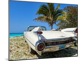 Classic 1959 White Cadillac Auto on Beautiful Beach of Veradara, Cuba-Bill Bachmann-Mounted Photographic Print