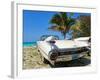 Classic 1959 White Cadillac Auto on Beautiful Beach of Veradara, Cuba-Bill Bachmann-Framed Photographic Print