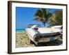 Classic 1959 White Cadillac Auto on Beautiful Beach of Veradara, Cuba-Bill Bachmann-Framed Photographic Print