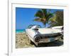 Classic 1959 White Cadillac Auto on Beautiful Beach of Veradara, Cuba-Bill Bachmann-Framed Photographic Print