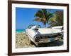 Classic 1959 White Cadillac Auto on Beautiful Beach of Veradara, Cuba-Bill Bachmann-Framed Photographic Print