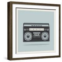 Classic 80S Boombox on Retro Background Detailed Vector Icon-Viktorus-Framed Art Print