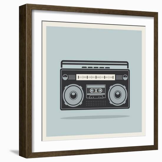 Classic 80S Boombox on Retro Background Detailed Vector Icon-Viktorus-Framed Art Print