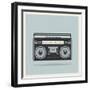 Classic 80S Boombox on Retro Background Detailed Vector Icon-Viktorus-Framed Art Print