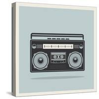 Classic 80S Boombox on Retro Background Detailed Vector Icon-Viktorus-Stretched Canvas