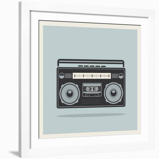 Classic 80S Boombox on Retro Background Detailed Vector Icon-Viktorus-Framed Art Print