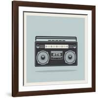 Classic 80S Boombox on Retro Background Detailed Vector Icon-Viktorus-Framed Art Print