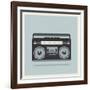 Classic 80S Boombox on Retro Background Detailed Vector Icon-Viktorus-Framed Art Print