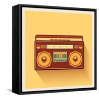 Classic 80S Boombox Portable Cassette Tape Player on Retro Background Detailed Vector Icon-Viktorus-Framed Stretched Canvas