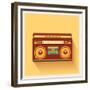 Classic 80S Boombox Portable Cassette Tape Player on Retro Background Detailed Vector Icon-Viktorus-Framed Premium Giclee Print