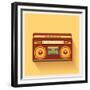 Classic 80S Boombox Portable Cassette Tape Player on Retro Background Detailed Vector Icon-Viktorus-Framed Premium Giclee Print