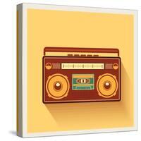 Classic 80S Boombox Portable Cassette Tape Player on Retro Background Detailed Vector Icon-Viktorus-Stretched Canvas