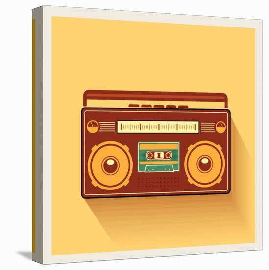 Classic 80S Boombox Portable Cassette Tape Player on Retro Background Detailed Vector Icon-Viktorus-Stretched Canvas