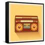 Classic 80S Boombox Portable Cassette Tape Player on Retro Background Detailed Vector Icon-Viktorus-Framed Stretched Canvas