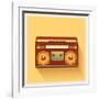 Classic 80S Boombox Portable Cassette Tape Player on Retro Background Detailed Vector Icon-Viktorus-Framed Art Print