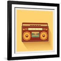 Classic 80S Boombox Portable Cassette Tape Player on Retro Background Detailed Vector Icon-Viktorus-Framed Art Print