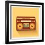 Classic 80S Boombox Portable Cassette Tape Player on Retro Background Detailed Vector Icon-Viktorus-Framed Art Print