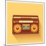 Classic 80S Boombox Portable Cassette Tape Player on Retro Background Detailed Vector Icon-Viktorus-Mounted Art Print