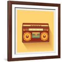 Classic 80S Boombox Portable Cassette Tape Player on Retro Background Detailed Vector Icon-Viktorus-Framed Art Print