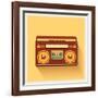 Classic 80S Boombox Portable Cassette Tape Player on Retro Background Detailed Vector Icon-Viktorus-Framed Art Print