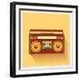 Classic 80S Boombox Portable Cassette Tape Player on Retro Background Detailed Vector Icon-Viktorus-Framed Art Print