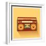 Classic 80S Boombox Portable Cassette Tape Player on Retro Background Detailed Vector Icon-Viktorus-Framed Art Print