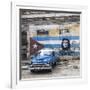 Classic American Car and Cuban Flag, Habana Vieja, Havana, Cuba-Jon Arnold-Framed Photographic Print