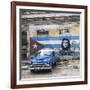 Classic American Car and Cuban Flag, Habana Vieja, Havana, Cuba-Jon Arnold-Framed Photographic Print