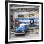 Classic American Car and Cuban Flag, Habana Vieja, Havana, Cuba-Jon Arnold-Framed Photographic Print