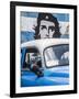 Classic American Car and Cuban Flag, Habana Vieja, Havana, Cuba-Jon Arnold-Framed Photographic Print