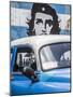 Classic American Car and Cuban Flag, Habana Vieja, Havana, Cuba-Jon Arnold-Mounted Photographic Print