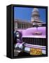 Classic American Car Outside the Capitolio, Havana, Cuba, West Indies, Central America-Lee Frost-Framed Stretched Canvas