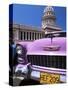 Classic American Car Outside the Capitolio, Havana, Cuba, West Indies, Central America-Lee Frost-Stretched Canvas