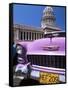 Classic American Car Outside the Capitolio, Havana, Cuba, West Indies, Central America-Lee Frost-Framed Stretched Canvas