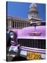Classic American Car Outside the Capitolio, Havana, Cuba, West Indies, Central America-Lee Frost-Stretched Canvas