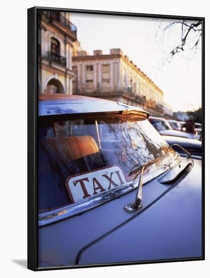 Classic American Car with Taxi Sign in Windscreen, Havana, Cuba, West Indies, Central America-Lee Frost-Framed Photographic Print