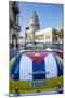 Classic American Car with the Cuban Flag Painted in it's Boot, Parque Central, Havana, Cuba-Jon Arnold-Mounted Photographic Print